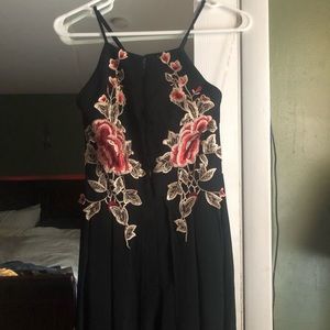 Windsor Romper Floral Black Sheer Maxi Shmaxi Dress